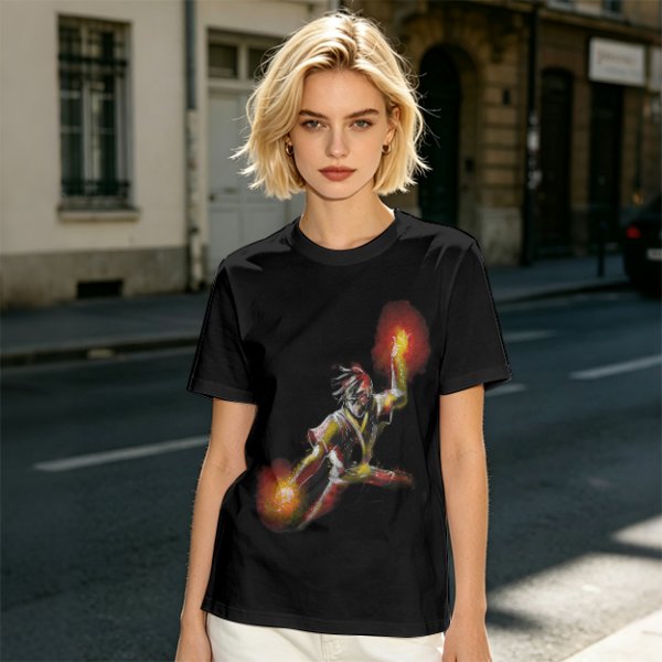 Olive T-shirt with Fire Bending Warrior Graphic Print