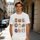 Olive T-Shirt With Cute Breakfast Cat Graphic Print