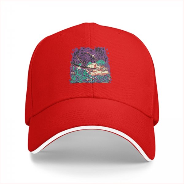 Black Baseball Cap With Anime Swordsman Graphic Print
