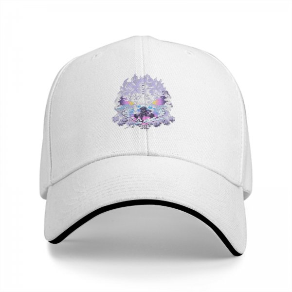 Black Baseball Cap With Anime Themed Graphic Print