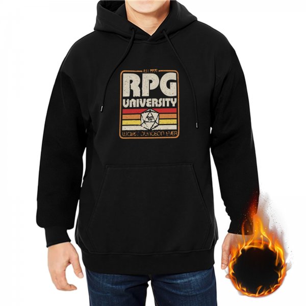 RPG University Hoodie with D20 Dice Retro Graphic