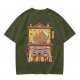 Olive T-Shirt With Cat Gyoza Restaurant Illustration