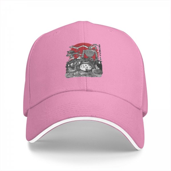 Black Baseball Cap With Studio Ghibli Inspired Anime Art Print