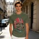 Olive T-Shirt with Zombie Football Player Helmet Graphic