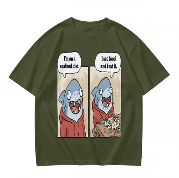 Shark seafood diet meme graphic t-shirt