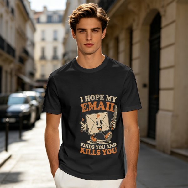 Olive Graphic T-Shirt With Sarcastic Email Cartoon Print