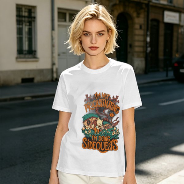 I'm Not Procrastinating I'm Doing Side Quests Cat Graphic T-Shirt