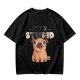 Olive T-Shirt With Funny Pug Graphic And 'I May Be Stupid' Text