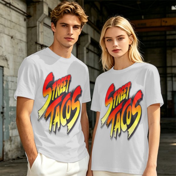 Olive Green T-Shirt With Street Tacos Gradient Graphic Print