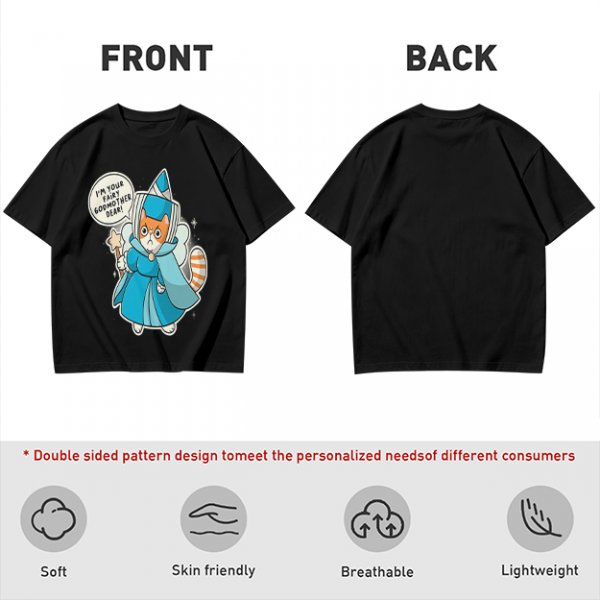 Olive T-Shirt With Fairy Godmother Cat Graphic Print
