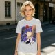 Olive T-Shirt With Witch Anime Girl and Cat Silhouette Print