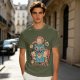 Olive T-Shirt With Cute Chibi Monster And Girls Graphic Print