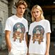 Olive T-shirt with Christmas Totoro Riding Catbus Graphic