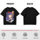 Olive T-Shirt With Witch Anime Girl and Cat Silhouette Print