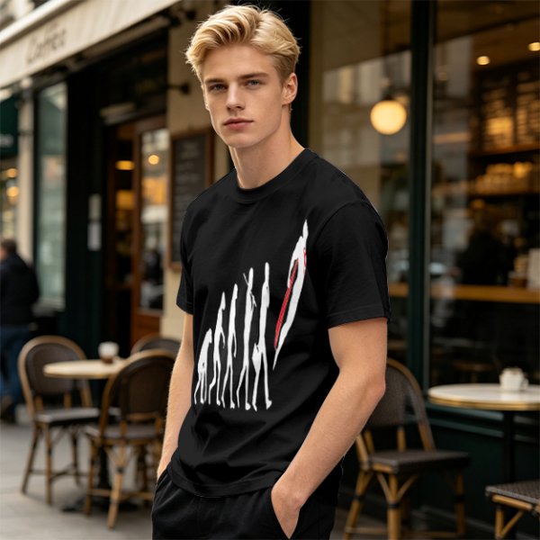 Olive T-Shirt With Evolutionary Human Silhouette Print