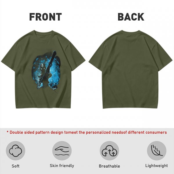 Olive T-Shirt With Galaxy Guitar Player Graphic Print
