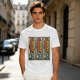 Olive Green T-Shirt With Three Panel Cartoon Monkey Head Print