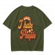 Olive Green Retro Graphic T-Shirt with "I Hate People" Print