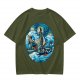 Olive T-Shirt With Starry Night Style Sailing Ship Ocean Art