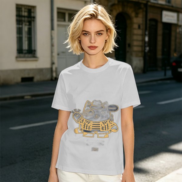 Olive Green T-Shirt With Stylish Cat Graphic Print