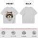 Olive Green T-Shirt With Smiling Raccoon Graphic Print