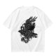 Olive Graphic T-Shirt with Mechanical Raven and Full Moon Print