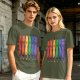 Olive T-Shirt With Rainbow Pride Cats Graphic