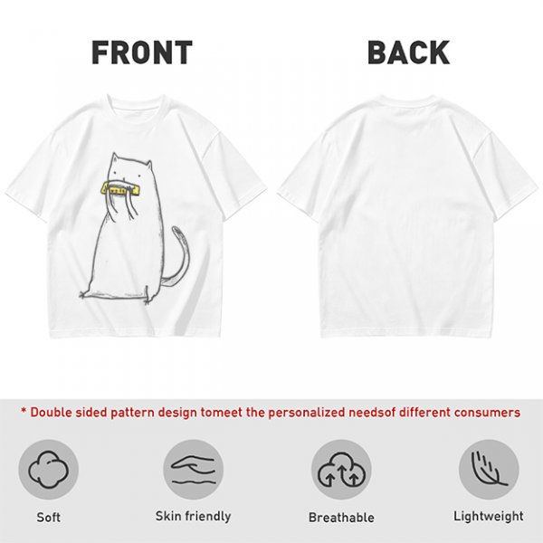 Olive T-Shirt With White Cat Playing Harmonica Graphic