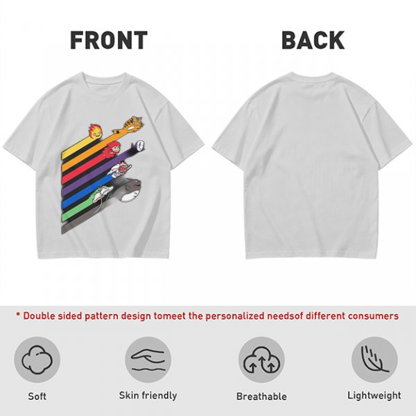 Studio Ghibli Characters Rainbow Stripe Graphic T-Shirt
