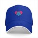 Black Baseball Cap With Blue Cat In Pink Heart Graphic
