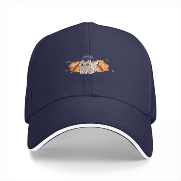 Black baseball cap with angry cat in explosion graphic
