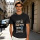 Olive green graphic tee with coffee cup illustrations and playful coffee text