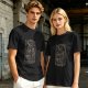 Olive Green T-Shirt with Purranormal Cat Skeleton Tarot Art