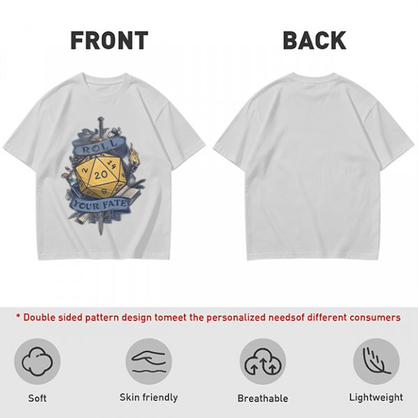 Roll Your Fate D20 Dice Graphic T-Shirt For Tabletop RPG Fans
