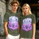 Olive T-shirt with Luffy Gear 5 Sun God Nika Anime Graphic Print