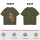 Olive T-Shirt With Crane Playing Cello Red Moon Art Print