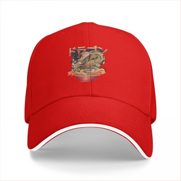 Black Baseball Cap with Ramen Dragon Japanese Art Print