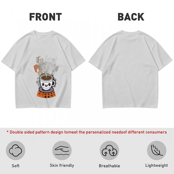 Olive Green T-Shirt With Cute Coffee Cup Graphic and Problem Solution Text