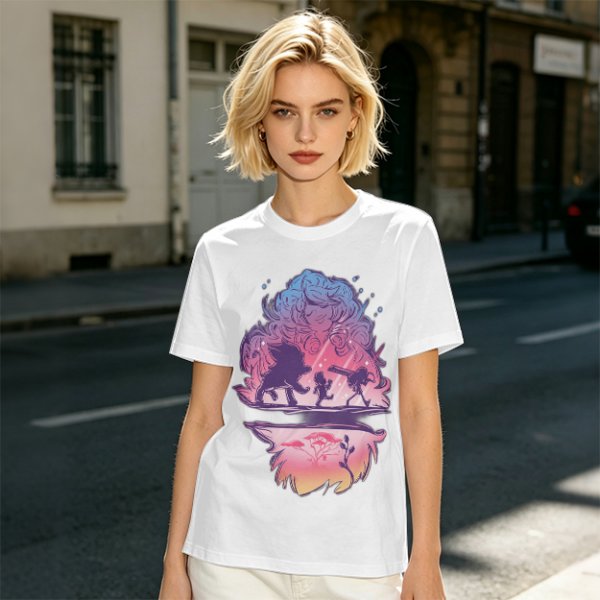 Olive T-Shirt With Fantasy Silhouette Group Art Print