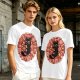 Olive T-Shirt With Cute Black Cat Holding Candy Surrounded By Sweets