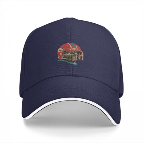 Black baseball cap with vintage football helmet graphic
