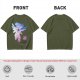 Olive T-Shirt With Whimsical Winged Creature Art Print