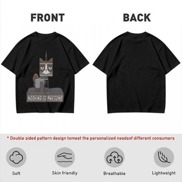 Olive T-Shirt with Grumpy Cat Lego Style 'Nothing Is Awesome' Print