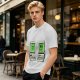 Olive T-shirt with pixel art retro computer characters print