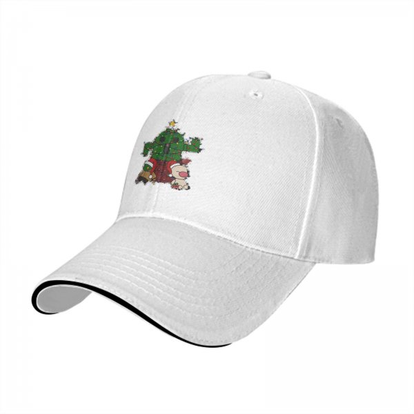 Black baseball cap with Christmas cactus and moogle festive print