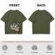 Olive T-Shirt With Raccoon Eating Pizza Trash Print Design