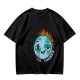 Olive T-shirt with Worn Burning Earth Graphic and 'Fine Thanks' Text