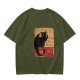 Olive t-shirt with vintage black dragon print design