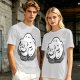 Olive Green T-Shirt With Sleeping Curled Cat Graphic Print