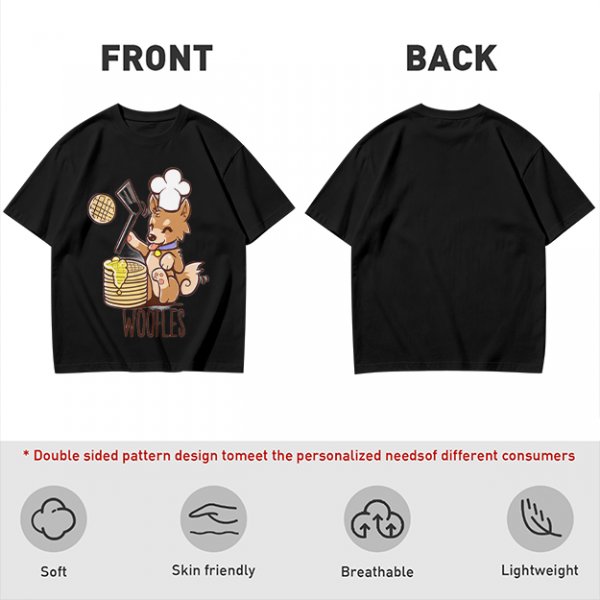 Olive T-Shirt With Cute Dog Chef Cooking Waffles Graphic
